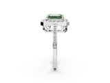 White gold Fancy Green Emerald Cut Diamond Halo Ring with Split Shank and Four-Prong Setting_66