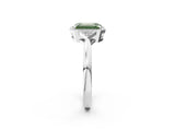 White gold Fancy Green Emerald Cut Diamond Halo Ring with Tapered Band and Four-Prong Setting_21