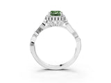 White gold Fancy Green Emerald Cut Diamond Halo Ring with Vintage Split Shank and Four-Prong Setting_88