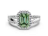 White gold Fancy Green Emerald Cut Diamond Halo Split Shank Engagement Ring_51