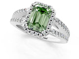 White gold Fancy Green Emerald Cut Diamond Halo Split Shank Engagement Ring_52