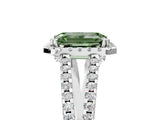 White gold Fancy Green Emerald Cut Diamond Halo Split Shank Engagement Ring_56