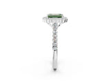 White gold Fancy Green Emerald  Cut Diamond Milgrain Floral Halo Engagement Ring with Pavé Band_17
