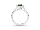 White gold Fancy Green Emerald  Cut Diamond Milgrain Floral Halo Engagement Ring with Pavé Band_18