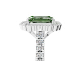 White gold Fancy Green Emerald  Cut Diamond Milgrain Floral Halo Engagement Ring with Pavé Band_20