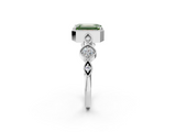 White gold Fancy Green Emerald  Cut Diamond Milgrain Marquise Band with Prong Setting_5