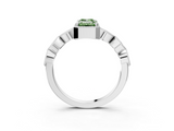 White gold Fancy Green Emerald  Cut Diamond Milgrain Marquise Band with Prong Setting_6