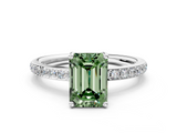 White gold Fancy Green Emerald  Cut Diamond Pavé Band Ring with Four-Prong Setting_24