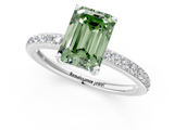 White gold Fancy Green Emerald  Cut Diamond Pavé Band Ring with Four-Prong Setting_25