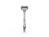 White gold Fancy Green Emerald  Cut Diamond Pavé Band Ring with Four-Prong Setting_26