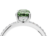 White gold Fancy Green Emerald  Cut Diamond Pavé Band Ring with Four-Prong Setting_28