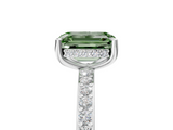White gold Fancy Green Emerald  Cut Diamond Pavé Band Ring with Four-Prong Setting_29