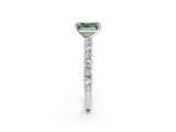 White gold Fancy Green Emerald Cut Diamond Pavé Band Solitaire Ring with Prong Setting_102