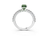 White gold Fancy Green Emerald Cut Diamond Pavé Band Solitaire Ring with Prong Setting_103