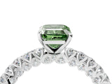 White gold Fancy Green Emerald Cut Diamond Pavé Band Solitaire Ring with Prong Setting_104