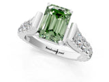 White gold Fancy Green Emerald  Cut Diamond Pavé Band Solitaire with Four-Prong Setting_16