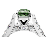 White gold Fancy Green Emerald  Cut Diamond Pavé Band Solitaire with Four-Prong Setting_19