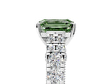 White gold Fancy Green Emerald  Cut Diamond Pavé Band Solitaire with Four-Prong Setting_20