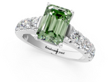 White gold Fancy Green Emerald  Cut Diamond Pavé Band Solitaire with Four-Prong Setting_4