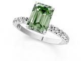 White gold Fancy Green Emerald  Cut Diamond Pavé Band Solitaire with Four-Prong Setting_4