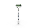 White gold Fancy Green Emerald  Cut Diamond Pavé Band Solitaire with Four-Prong Setting_5