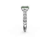 White gold Fancy Green Emerald  Cut Diamond Pavé Band Solitaire with Four-Prong Setting_5