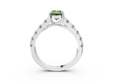 White gold Fancy Green Emerald  Cut Diamond Pavé Band Solitaire with Four-Prong Setting_6