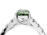 White gold Fancy Green Emerald  Cut Diamond Pavé Band Solitaire with Four-Prong Setting_7