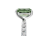 White gold Fancy Green Emerald  Cut Diamond Pavé Band Solitaire with Four-Prong Setting_8
