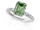 White gold Fancy Green Emerald  Cut Diamond Pavé Band with Four-Prong Setting_13