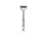 White gold Fancy Green Emerald  Cut Diamond Pavé Band with Four-Prong Setting_14