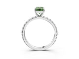 White gold Fancy Green Emerald  Cut Diamond Pavé Band with Four-Prong Setting_15