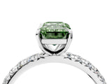 White gold Fancy Green Emerald  Cut Diamond Pavé Band with Four-Prong Setting_16
