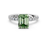 White gold Fancy Green Emerald  Cut Diamond Pavé Band with Four-Prong Setting_51