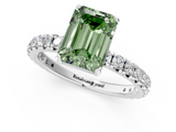 White gold Fancy Green Emerald  Cut Diamond Pavé Band with Four-Prong Setting_52