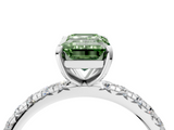 White gold Fancy Green Emerald  Cut Diamond Pavé Band with Four-Prong Setting_55