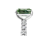 White gold Fancy Green Emerald  Cut Diamond Pavé Band with Four-Prong Setting_56