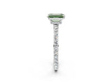 White gold Fancy Green Emerald Cut Diamond Pavé Engagement Ring with Round  Accents and Prong Setting_92