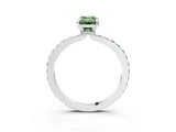 White gold Fancy Green Emerald Cut Diamond Pavé Engagement Ring with Round  Accents and Prong Setting_93