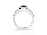 White gold Fancy Green Emerald Cut Diamond Pavé Halo Ring with Four-Prong Setting_51