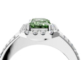 White gold Fancy Green Emerald Cut Diamond Pavé Halo Ring with Four-Prong Setting_52