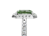White gold Fancy Green Emerald Cut Diamond Pavé Halo Ring with Four-Prong Setting_53