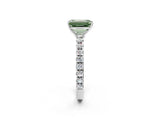White gold Fancy Green Emerald Cut Diamond Pavé Solitaire Engagement Ring with Four-Prong Setting_84