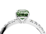White gold Fancy Green Emerald Cut Diamond Pavé Solitaire Engagement Ring with Four-Prong Setting_86