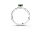White gold Fancy Green Emerald Cut Diamond Pavé Solitaire Engagement Ring with Four-Prong Setting_86