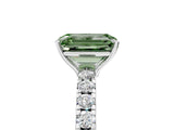 White gold Fancy Green Emerald Cut Diamond Pavé Solitaire Engagement Ring with Four-Prong Setting_87