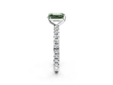 White gold Fancy Green Emerald Cut Diamond Pavé Solitaire Ring with Round Band and Prong Setting_14