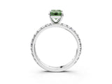 White gold Fancy Green Emerald Cut Diamond Pavé Solitaire Ring with Round Band and Prong Setting_15