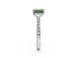 White gold Fancy Green Emerald Cut Diamond Pave Band Solitaire Ring with Round  and Prong Setting_120