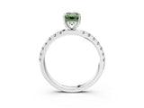 White gold Fancy Green Emerald Cut Diamond Pave Band Solitaire Ring with Round  and Prong Setting_121
